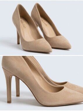 Mila Lady Nude Suede Pointed Toe High Heel Pumps Size 11